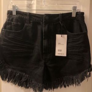 Black Ripped Jean Shorts